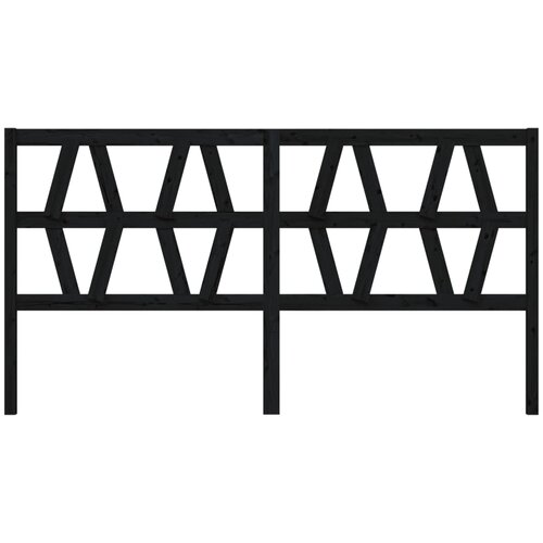  Uzglavlje za krevet crno 206 x 4 x 100 cm od masivne borovine Slike
