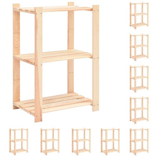  Stalci za pohranu s 3 razine 10 kom 60x38x90 cm borovina 150 kg Cijene