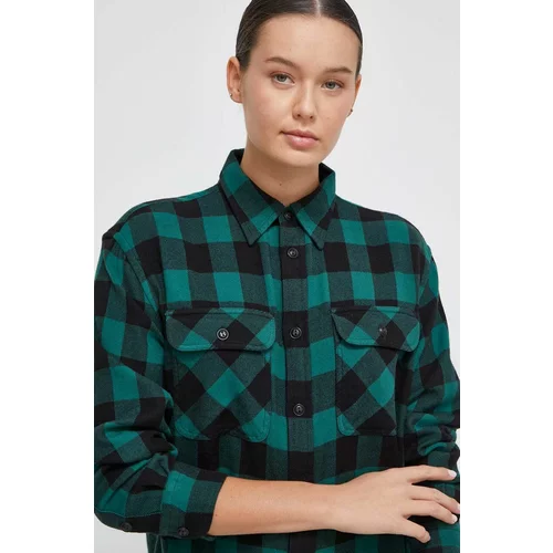Polo Ralph Lauren Pamučna košulja za žene, boja: zelena, regular, s klasičnim ovratnikom