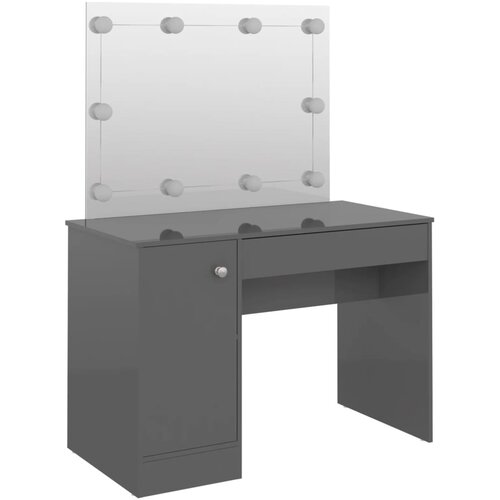  Stolić za &amp;scaron;minkanje LED 110 x 55 x 145 cm MDF sjajni sivi Slike