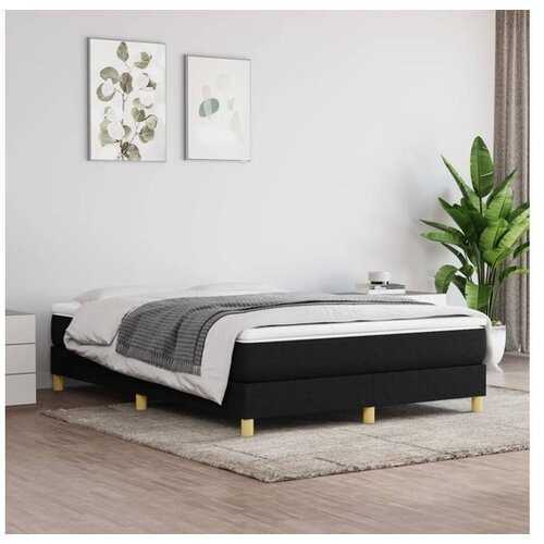  Box spring postelja z vzmetnico črna 140x200 cm blago Cene