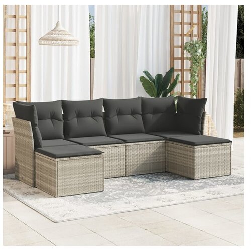 vidaXL 6-dijelni set vrtnih sofa od poliratana s jastucima svjetlosivi Cijene