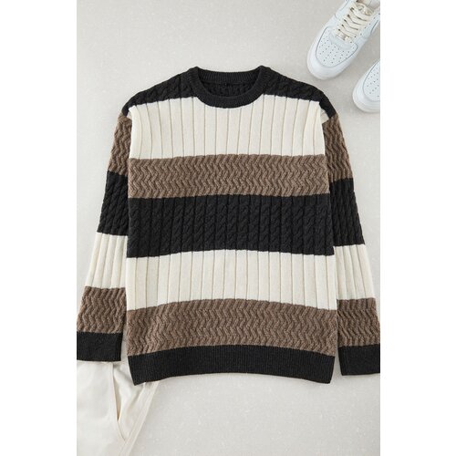 Trendyol Mink Oversize Crew Neck Color Blocked Knitwear Sweater Cijene