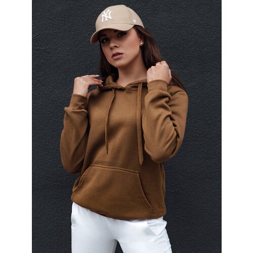 DStreet Bluza damska BASIC z kapturem brązowa Cene