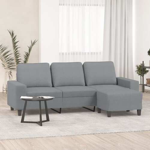 VidaXL Kavč trosed s stolčkom za noge svetlo siv 180 cm blago Slike