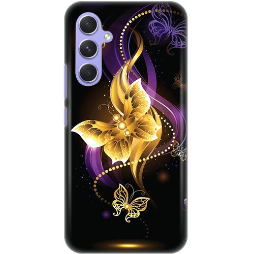 silikonska maska za Samsung A546B Galaxy A54 5G Golden butterfly Print Skin crna Slike