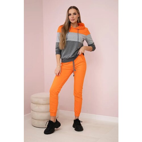 Kesi Set with colored stripes orange+gray Cene