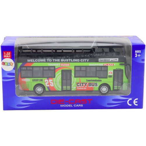  Turistički autobus na kat sa vratima koja se otvaraju i pogonom na trenje - zeleni Slike