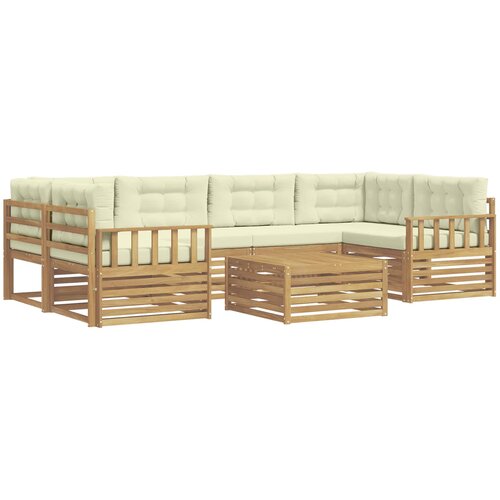  Set vanjskih sofa 7 kom. Bijela i krem Poliester Slike