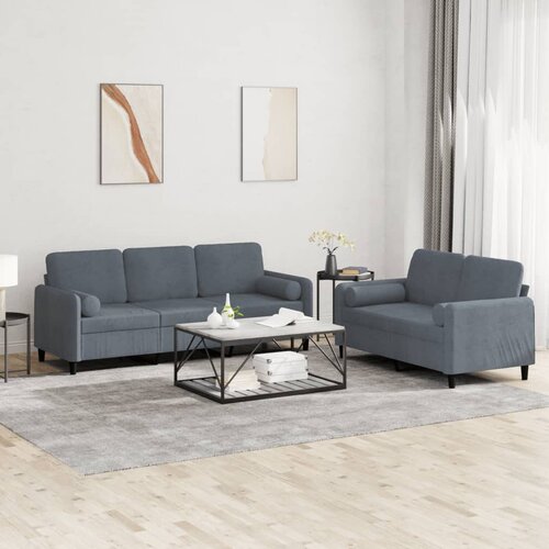vidaXL 2-dijelni set sofa s jastucima tamnosivi baršunasti Cijene