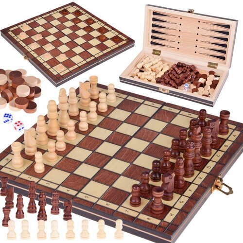  SET 3u1 drvena igra - &scaron;ah, dame, backgammon, dvosmjerna ploča Cijene