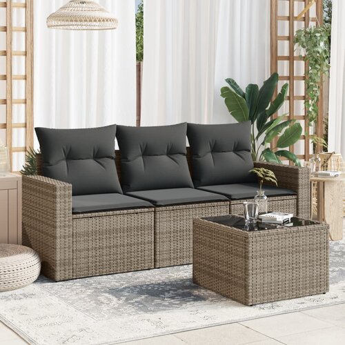 VidaXL 4-dijelni set vrtnih sofa od poliratana s jastucima sivi Slike