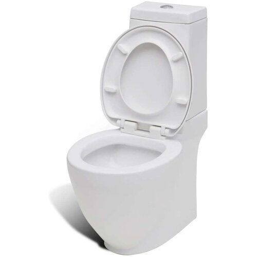 Bel keramičen kopalni&amp;scaron;ki set stoječa WC &amp;scaron;koljka in bide Slike