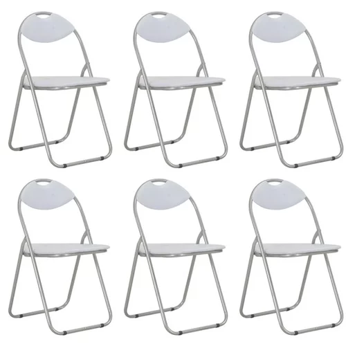  Zložljivi jedilni stoli 6 kosov belo umetno usnje