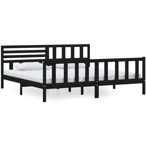  Okvir za krevet od masivnog drva crni 200 x 200 cm Slike