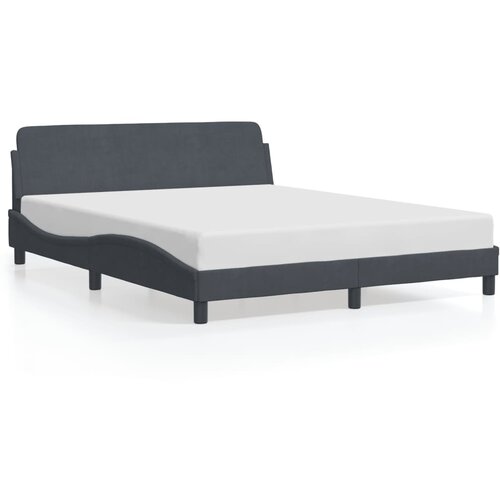VidaXL Okvir za krevet s uzglavljem tamnosivi 160x200 cm bar&amp;scaron;unasti Slike