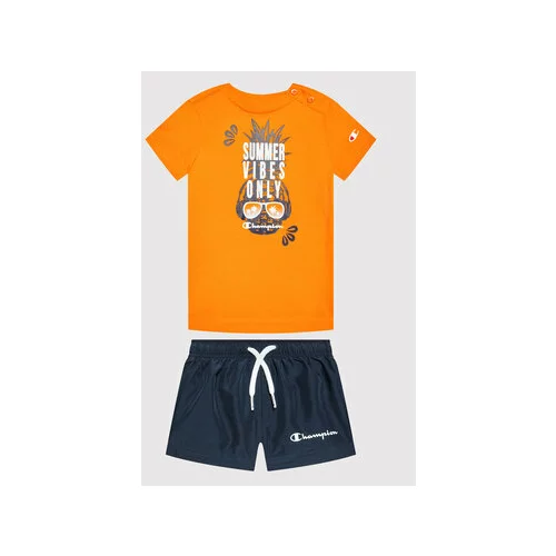Champion Komplet majica in kratke hlače 306050 Oranžna Regular Fit