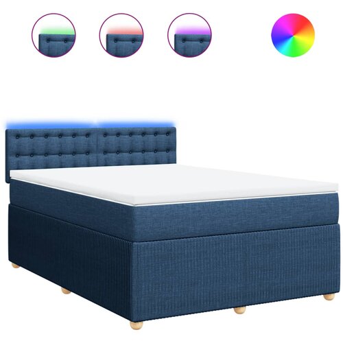 vidaXL Box spring postelja z vzmetnico modra 140x190 cm blago, (21305751) Cene