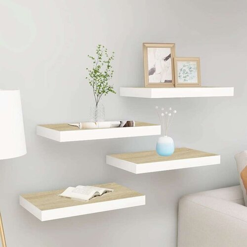  Plutajuće zidne police 4 kom hrast i bijele 40x23x3 8 cm MDF Cijene