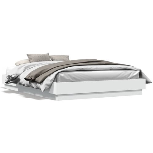 VidaXL Okvir kreveta s LED svjetlima bijeli 150 x 200 cm Slike