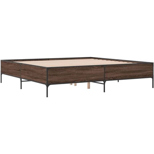 VidaXL Okvir za krevet smeđi hrast 200x200cm konstruirano drvo i metal Slike