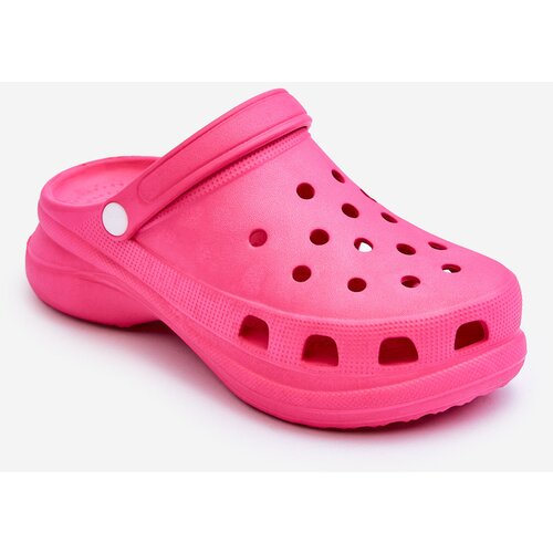 Kesi Crocs foam sandals on a robust outsole dark pink Katniss Slike