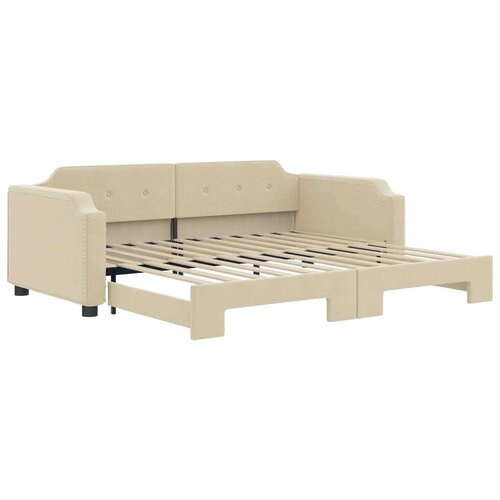 VidaXL Dnevni krevet na razvlačenje krem 90 x 200 cm od tkanine Slike