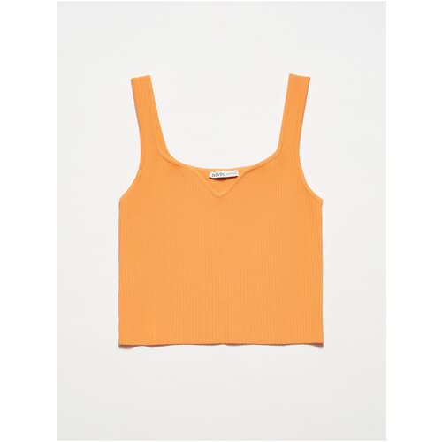 Dilvin 10384 Square Neck Decollete Knitwear Undershirt-Orange Slike