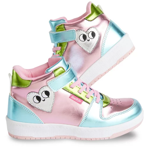 Denokids Heart Hologram Girls Pink Sneakers