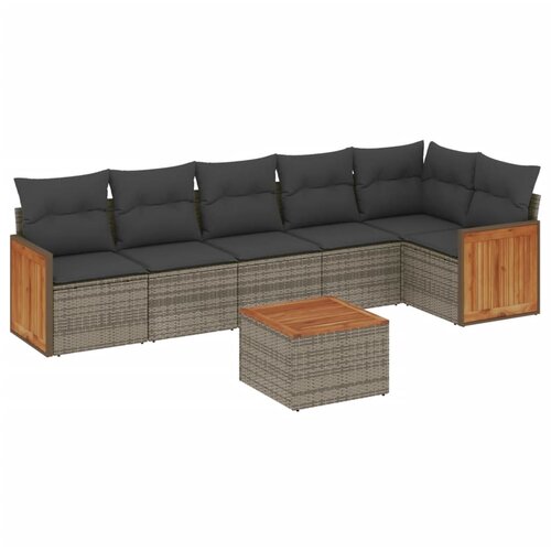  7-dijelni set vrtnih sofa sivi od poliratana Slike