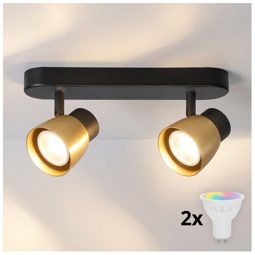  Brilagi - LED RGBW prigu&scaron;iva spot svetiljka NUGGET 2xGU10/6W/230V crna/zlatna Cene