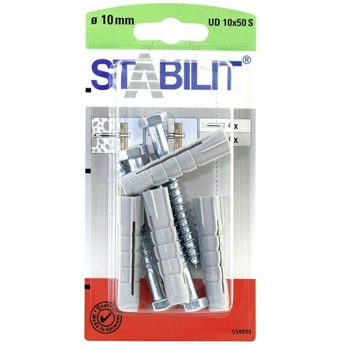 STABILIT Komplet univerzalnih tipli s kukama (Promjer tiple: 10 mm, Duljina tiple: 50 mm, 4 Kom., S vijcima) Slike