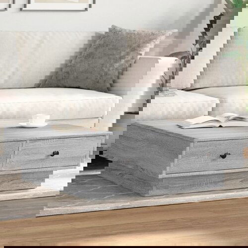 VidaXL Klubska mizica siva sonoma 90x90x28 cm inženirski les Slike