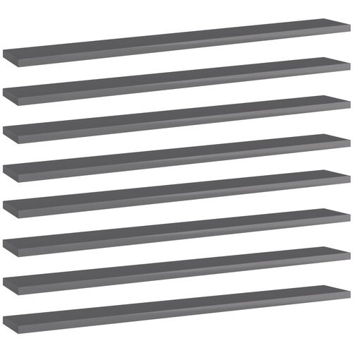 Police za knjige 8 kom visoki sjaj sive 80x10x1,5 cm od iverice Slike