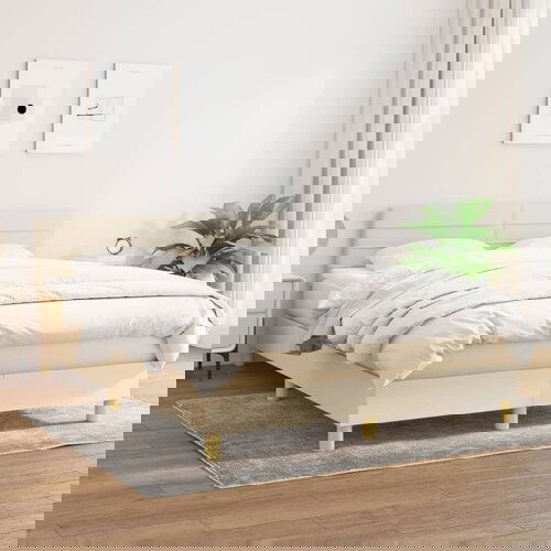  The Living Store Box spring postelja z vzmetnico krem 140x190 cm blago - Box Spring Postelja, (21454793) Slike
