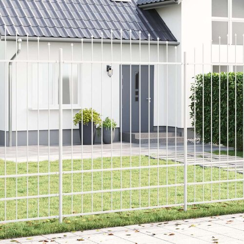 vidaXL Ograja s Špico in Lokom Bela Kovina Standard Razširljiva Cene