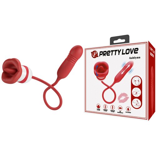Pretty Love Ashlynn Thrusting &amp;amp; Licking Double Vibrator Red Slike