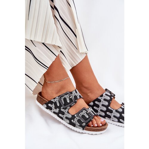 S. BARSKI Women's Slippers With Buckles And Glitter Black S.Barski Cene