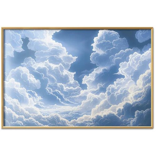  Plakat Blue Sky Breaking Through White Fluffy Clouds 90x60 Zlatni okvir Cijene