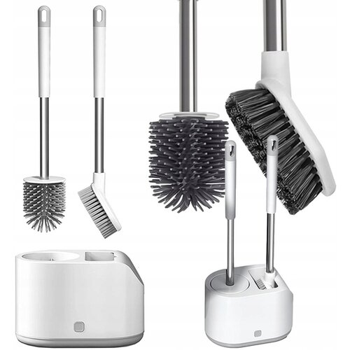 Ruhhy set dveh silikonskih antibakterijskih WC krtač s stojalom 42cm bela 00024377 Cene