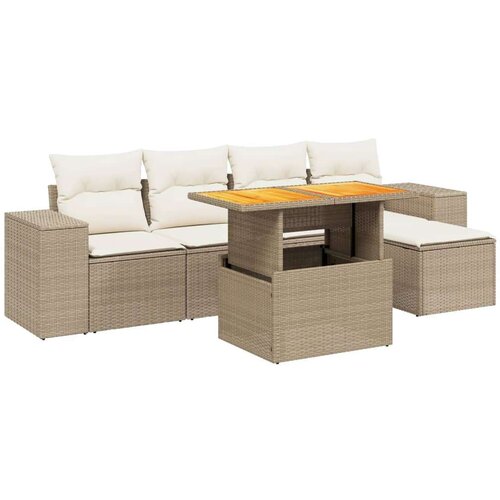 vidaXL 6-dijelni set vrtnih sofa s jastucima bež od poliratana Cijene