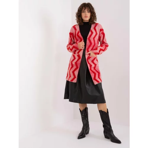 Fashion Hunters Red soft cardigan with patterns