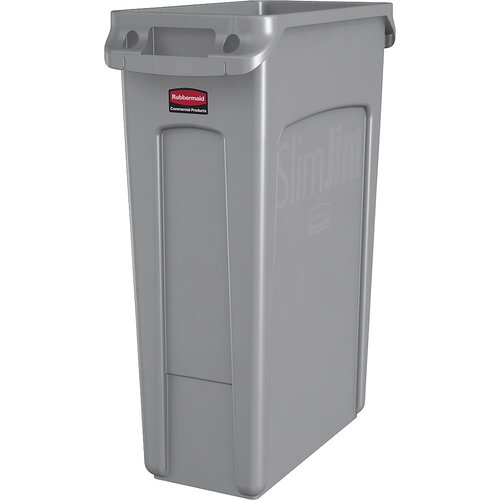 Rubbermaid Zbiralnik surovin/koš za odpadke SLIM JIM®, prostornina 87 l, s prezračevalnimi kanali, siva Cene