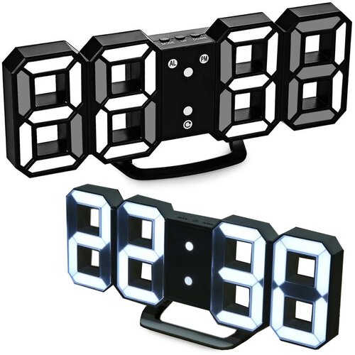  3D LED budilka in elektronski termometer z alarmom bela Cene