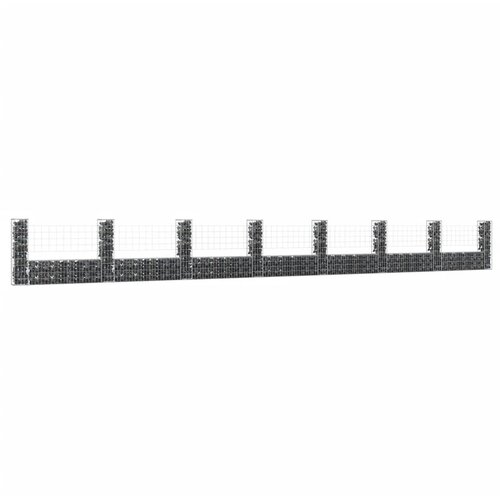 vidaXL gabion košara u-oblike z 8 stebri železo 860x20x100 cm Cene