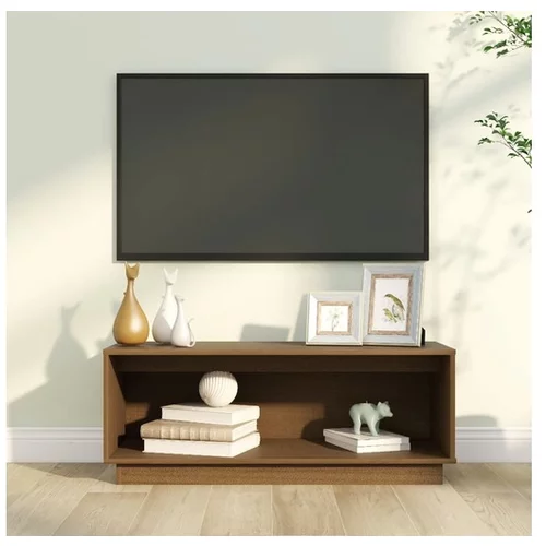  TV omarica medeno rjava 90x35x35 cm trdna borovina