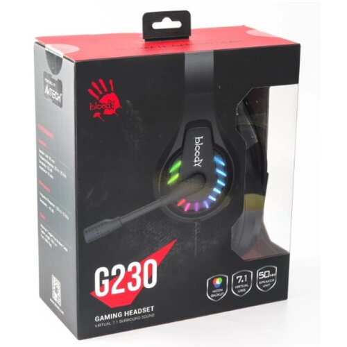 Oblivion gaming oprema A4-G230 A4Tech Bloody gejmerske slusalice sa mikrofonom, 7.1 SURROUND, 50mm/16ohm, NEON, USB BLACK Cene