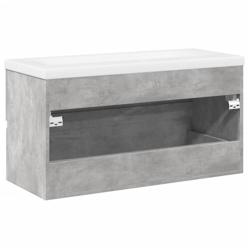  2-dijelni set kupaonskog namje&amp;scaron;taja siva boja betona drveni 90 x 38.5 x 45 cm Slike