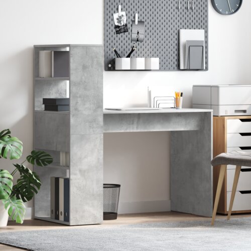 VidaXL Miza z Shranjevanjem Betonsko Siva 113x54x120 cm Inženirski Les Slike