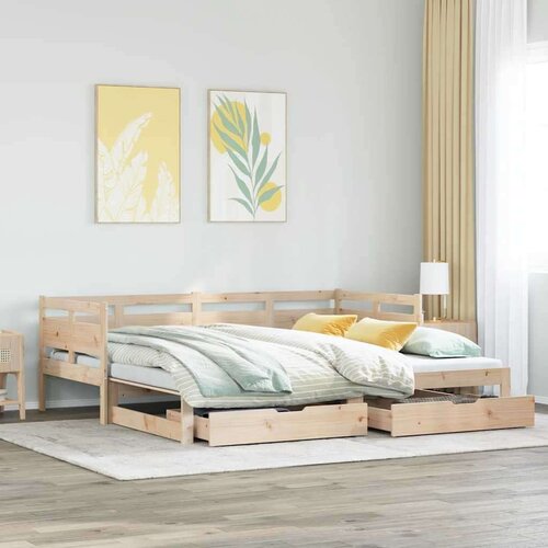  Dnevni krevet na razvlačenje s ladicama bez madraca 90 x 190 cm - Prirodna 90 x 190 cm Cijene